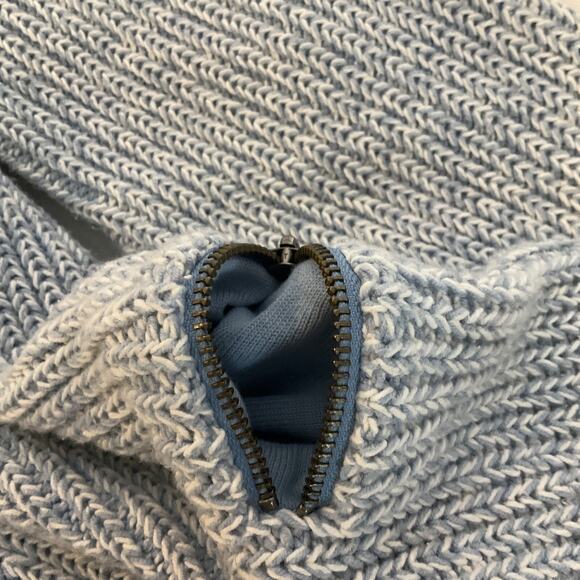 Tommy Hilfiger Sweater Chunky Knit Gray Blue Crewneck Zip Sleeve Cozycore Pocket - Picture 9 of 10